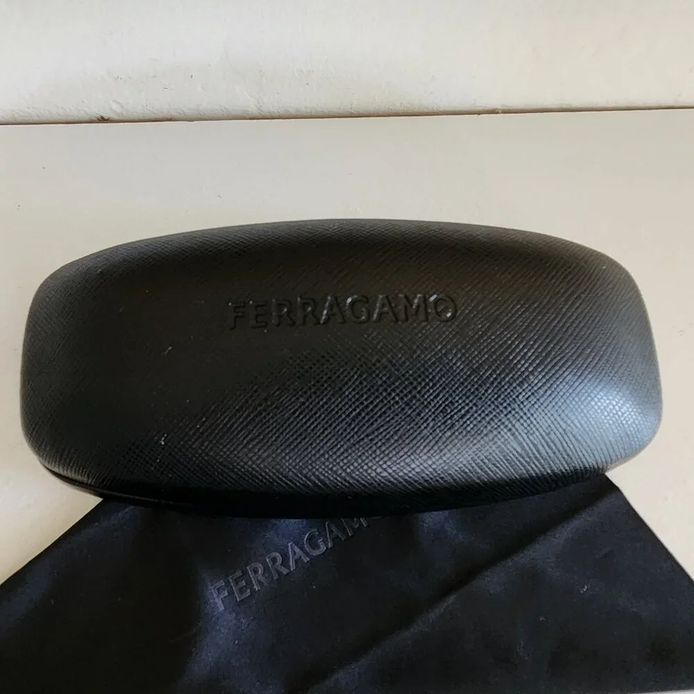 Salvatore Ferragamo large clamshell Sunglass / Eyewear Case (Black) w/ Cloth